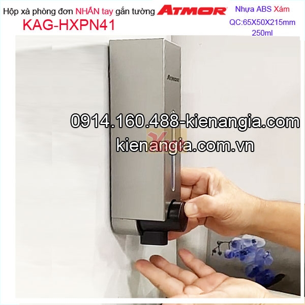 Hộp xà phòng đơn 250ml bằng nhựa nhấn tay màu xám ATMOR KAG-HXPN41