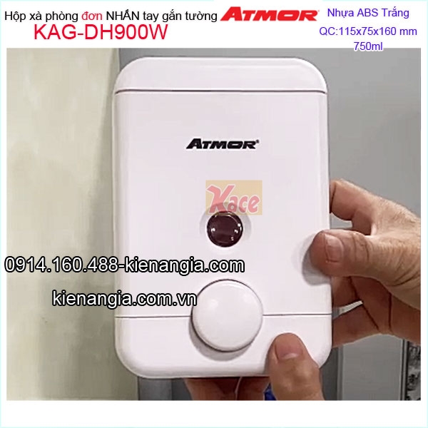 Hộp xà phòng nhấn màu trắng nhựa ABS ATMOR KAG-DH-900W 750ml