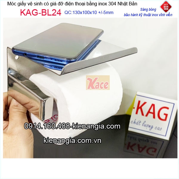 Lô giấy vệ sinh có giá điện thoại inox Nhật Bản KAG-BL24