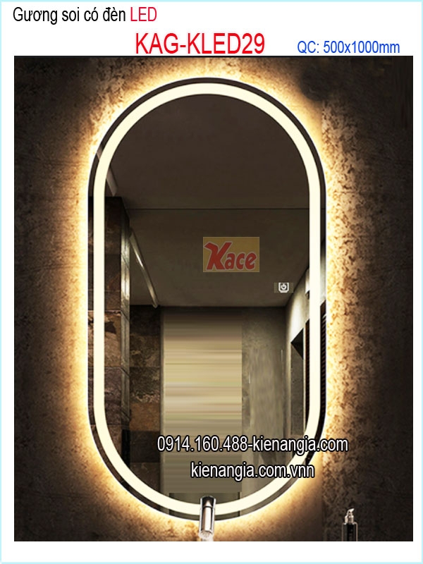 Gương soi  oval toàn thân đèn LED 50x100 cm KAG-KLED29
