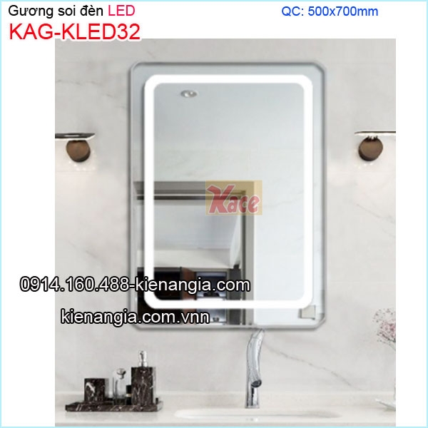 Gương soi đèn Led chữ nhật  phòng tắm,phòng ngủ 50x70 KAG-KLED32