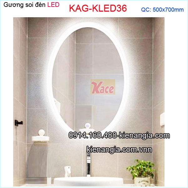 Gương soi đèn Led  oval phòng tắm,phòng ngủ 60x60 KAG-KLED36
