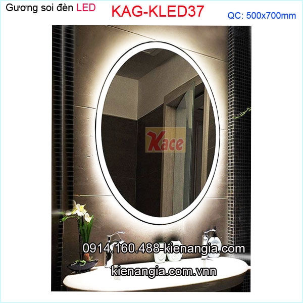 Gương soi đèn Led  oval phòng tắm,phòng ngủ 60x60 KAG-KLED37