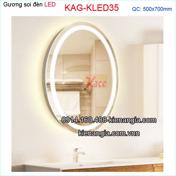 Gương soi đèn Led  oval phòng tắm,phòng ngủ 50x70 KAG-KLED35