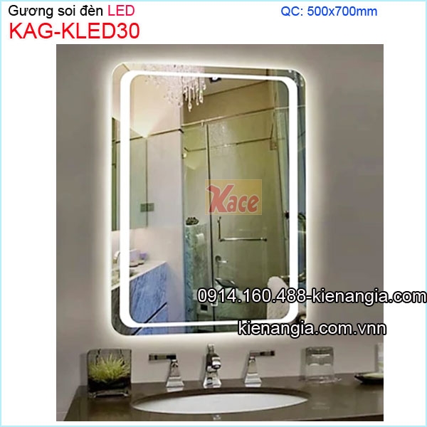 Gương soi đèn Led chữ nhật  phòng tắm,phòng ngủ 50x70 KAG-KLED30