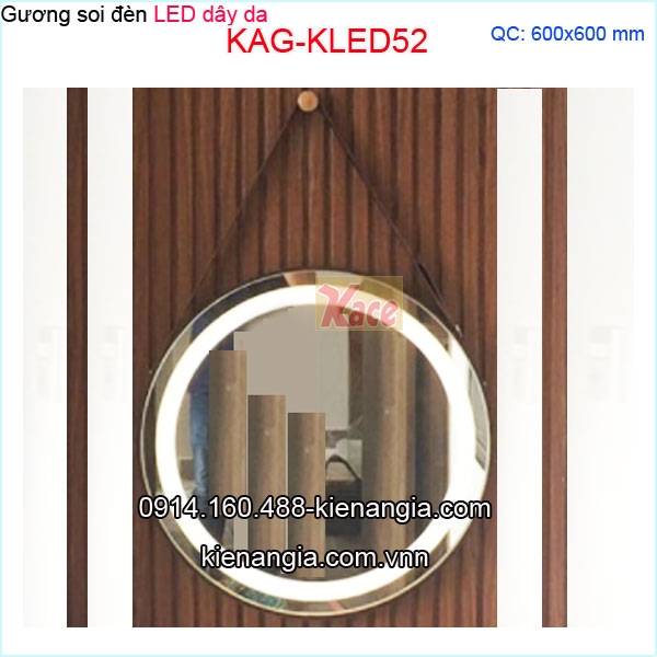 Gương soi tròn đèn LED dây da 60cm KLED52