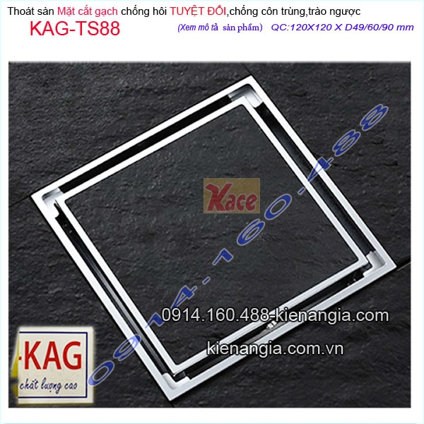 Thoát sàn mặt cắt gạch  120x120x D42/49/60-KAG-TS88