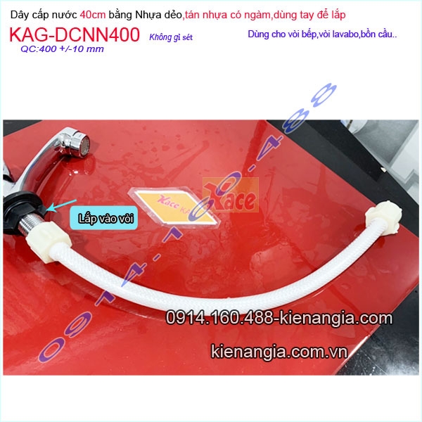 Dây cấp nước nhựa giá rẻ dài 40cm KAG-DCNN400