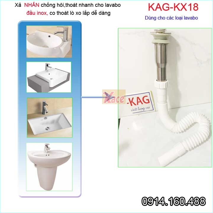 Xả lavabo Inox 304 KAG-KX18