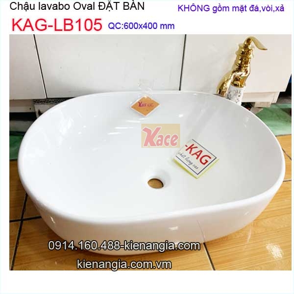 Chậu lavabo oval mỹ thuật đặt bàn 60x40 KAG-LB105