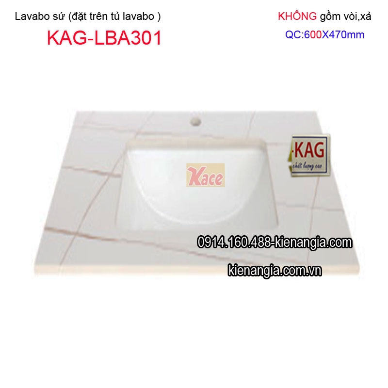 Lavabo sứ âm bàn đá 60X47 KAG-LBA301