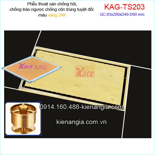Thoát sàn phòng tắm màu vàng 24K 83x200XD49-60 KAG-TS203