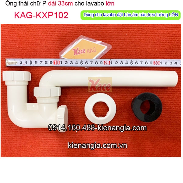 Ống thải chữ P bằng nhựa dài 33cm cho lavabo lớn KAG-KXP102