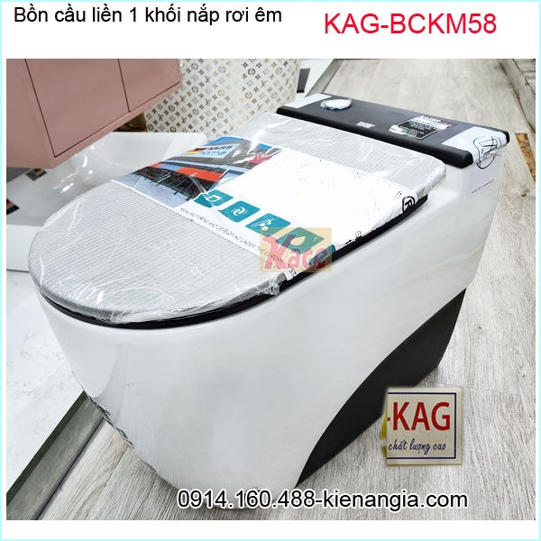 Bồn cầu 1 khối không thùng nước màu đen trắng KAG-BCKM58