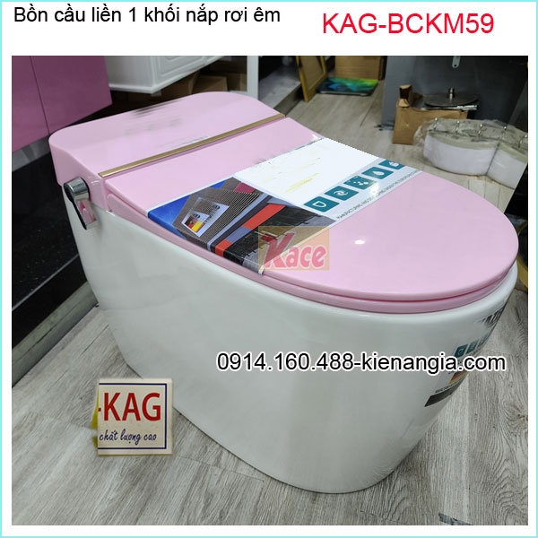 Bồn cầu 1 khối không thùng nước màu hồng trắng KAG-BCKM59