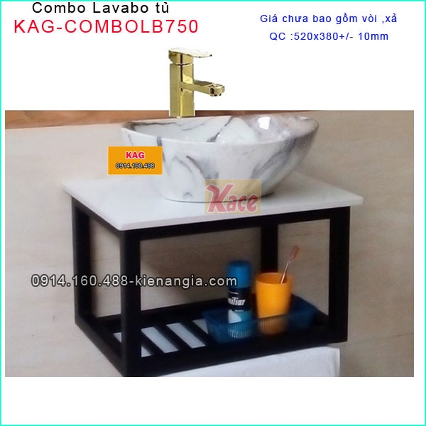 Combo lavabo Đặt bàn phòng tắm nhỏ xinh KAG-COMBOLB750 chưa vòi