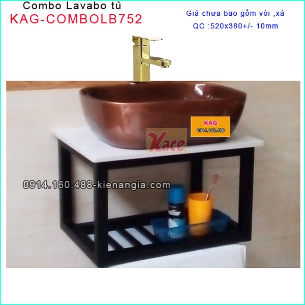 Combo lavabo Đặt bàn phòng tắm nhỏ xinh KAG-COMBOLB752 không vòi