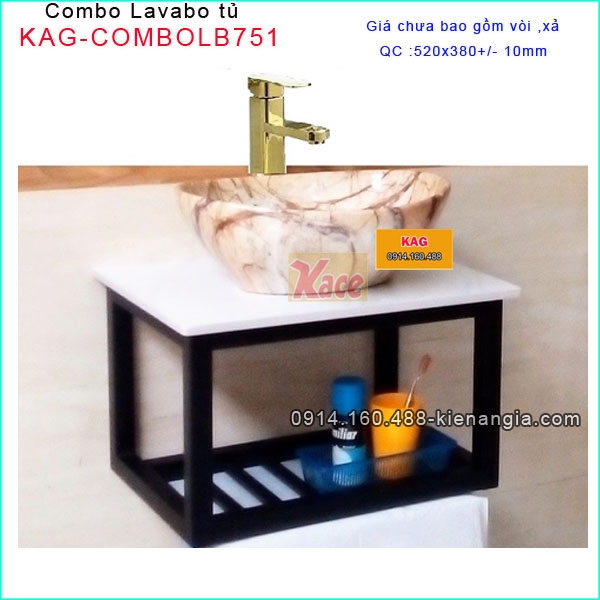 Combo lavabo Đặt bàn phòng tắm nhỏ xinh  KAG-COMBOLB751 không vòi