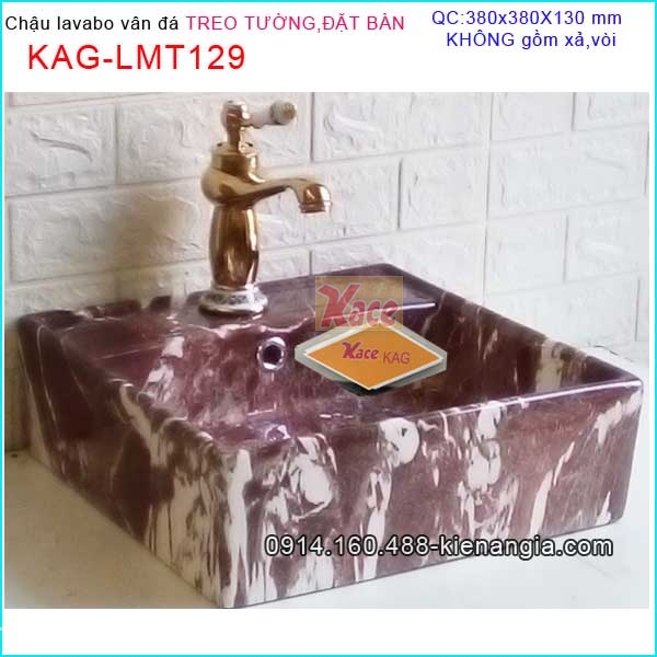 Chậu lavabo treo tường, Đặt bàn Vuông vân đá KAG-LMT129
