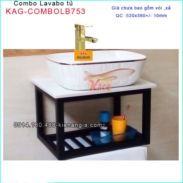 Combo lavabo Đặt bàn phòng tắm nhỏ xinh KAG-COMBOLB753 không vòi