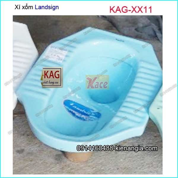 Bàn cầu xí xổm Landsign xanh biển KAG-XX11