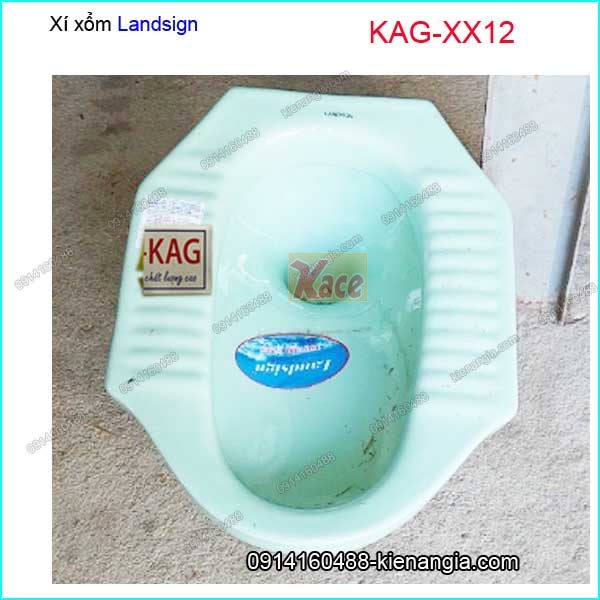 Bàn cầu xí xổm Landsign xanh ngọc KAG-XX12