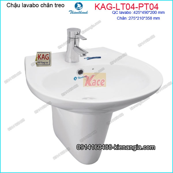 Chậu lavabo chân treo Thiên Thanh KAG-LT04-PT04