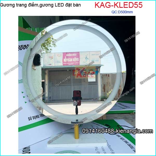Gương trang điểm LED đặt bàn D50cm KAG-KLED55