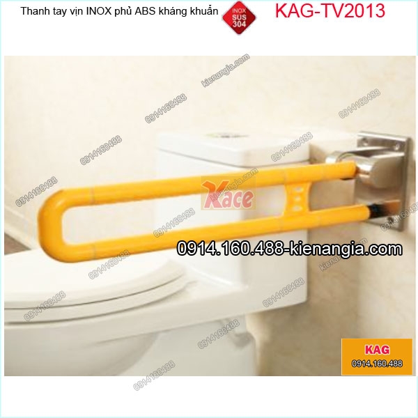 Thanh tay vịn bồn cầu inox bọc nhựa ABS kháng khuẩn KAG-TTV2013