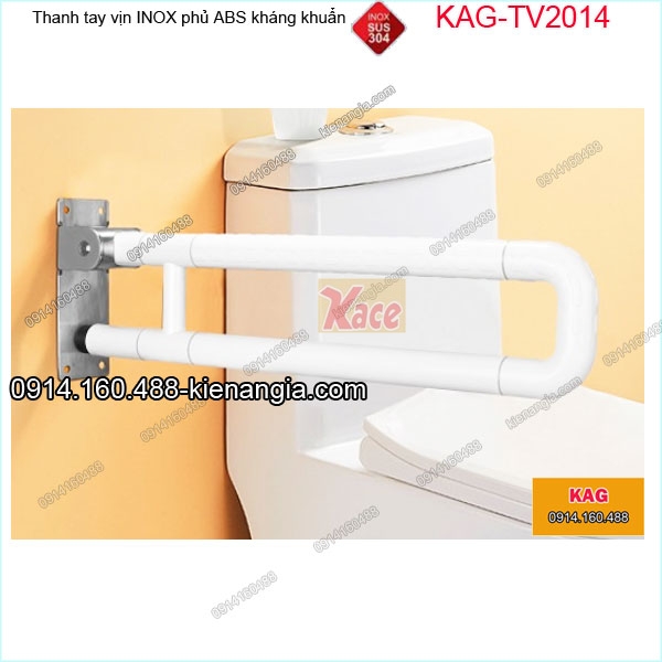 Thanh tay vịn bồn cầu inox bọc nhựa ABS kháng khuẩn KAG-TTV2014