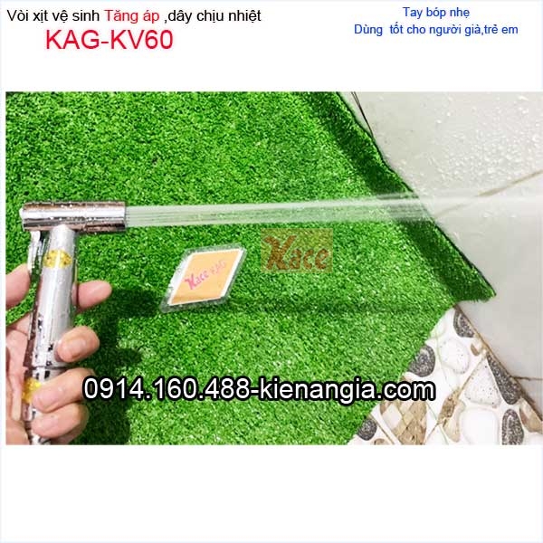 Vòi xịt vệ sinh dây bạc chịu nhiệt,chịu áp KAG-KV60