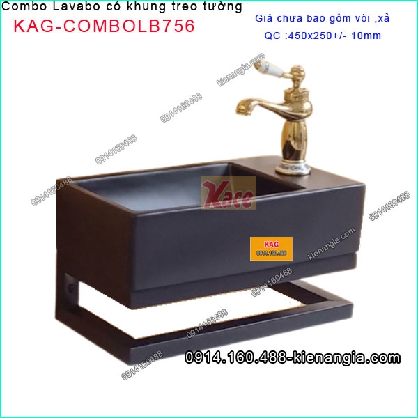 Combo chậu lavabo có khung treo tường nhỏ xinh KAG-COMBOLB756