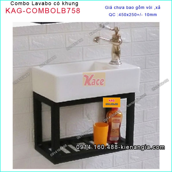 Combo chậu lavabo có khung treo tường nhỏ xinh KAG-COMBOLB758