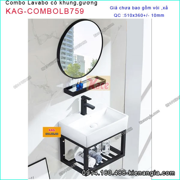 Combo chậu lavabo khung treo và gương nhỏ xinh KAG-COMBOLB759