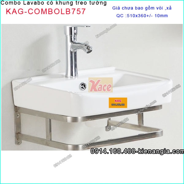 Combo chậu lavabo có khung treo tường nhỏ xinh KAG-COMBOLB757