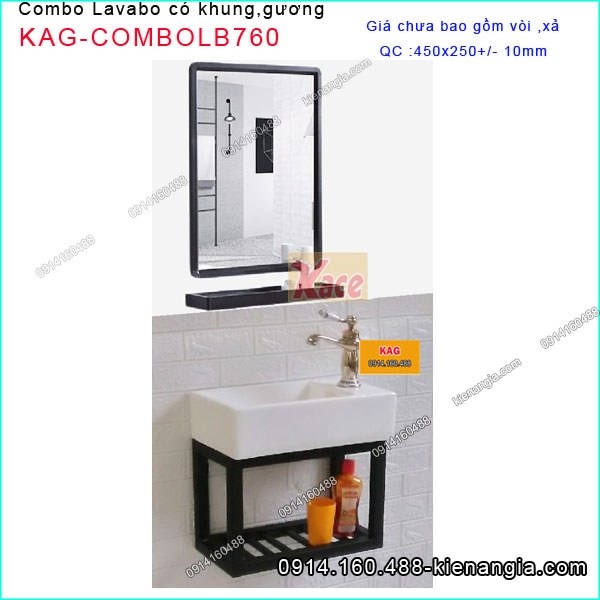 Combo chậu lavabo khung treo và gương nhỏ xinh KAG-COMBOLB760