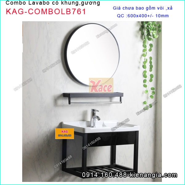 Combo chậu lavabo khung treo và gương nhỏ xinh KAG-COMBOLB761