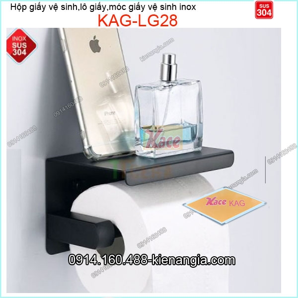 Móc  giấy vệ sinh có giá để điện thoại  inox sus304 mạ đen KAG-LG601