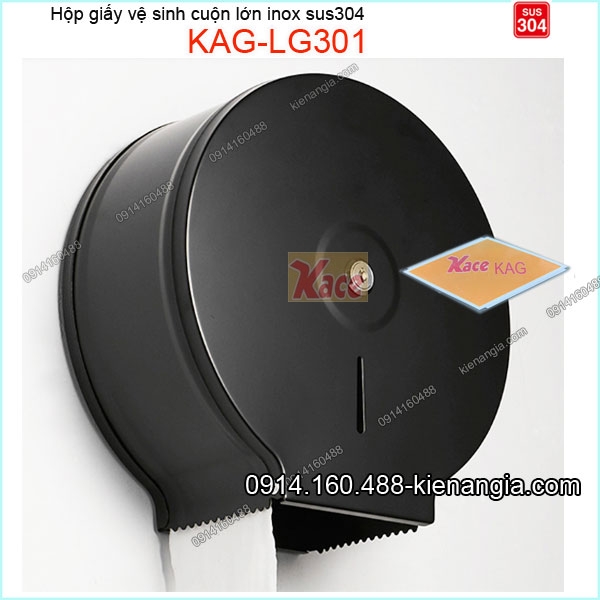 Hộp giấy vệ sinh cuộn lớn bằng inox sus304 mạ đen KAG-LG301