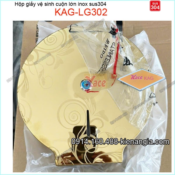 Hộp giấy vệ sinh cuộn lớn bằng inox sus304 mạ vàng KAG-LG302