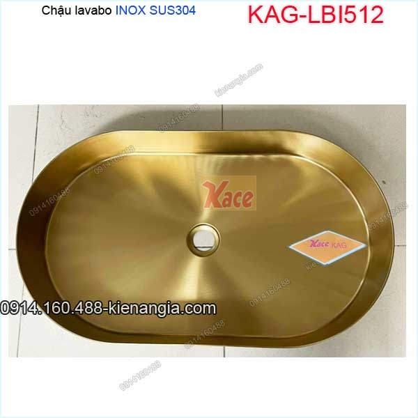 Chậu lavabo oval inox vàng KAG-LBI512