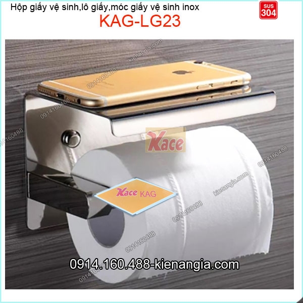 Móc  giấy vệ sinh có giá để điện thoại  inox sus304 KAG-LG23