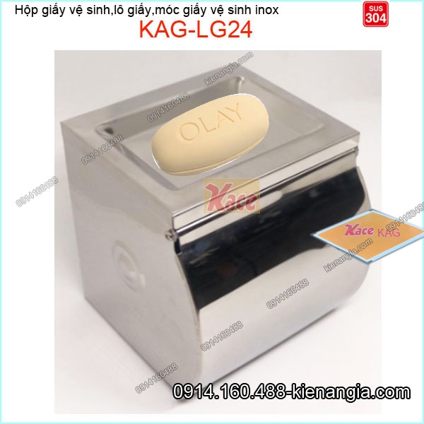 Hộp giấy vệ sinh kín inox sus304 KAG-LG24