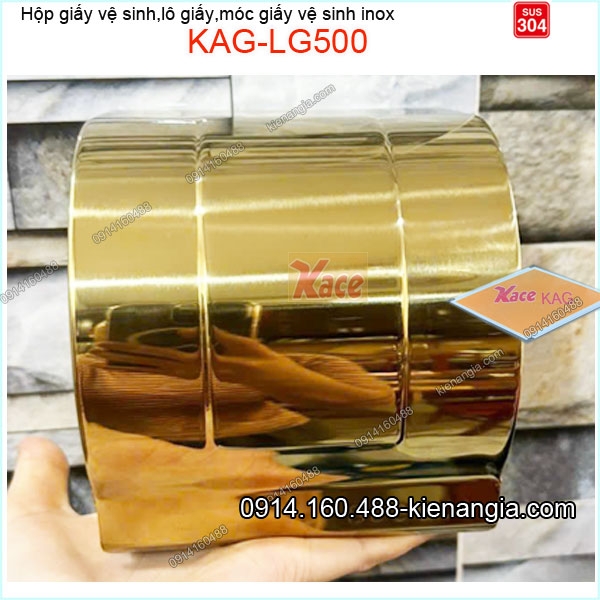 Hộp giấy vệ sinh kín inox sus304 vàng 24K KAG-LG500