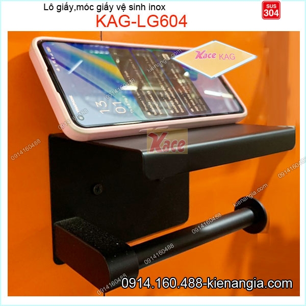 Móc giấy vệ sinh có giá để điện thoại màu đen KAG-LG604