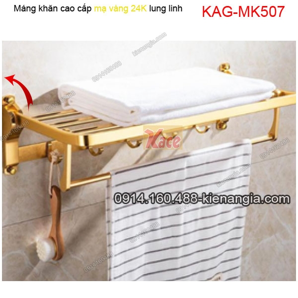 Kệ máng khăn tầng bồn tắm màu vàng 24K KAG-MK507