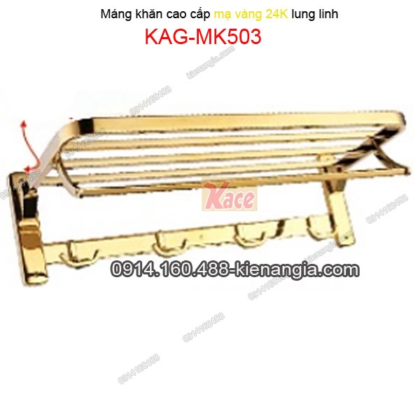 Kệ máng khăn tầng bồn tắm màu vàng 24K KAG-MK503