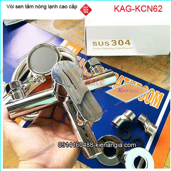 Vòi sen tắm nóng lạnh INOX SUS304 bóng KAG-KCN62