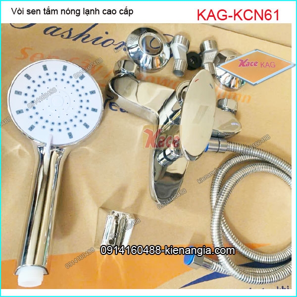 Vòi sen tắm nóng lạnh đồng thau bóng sáng KAG-KCN61