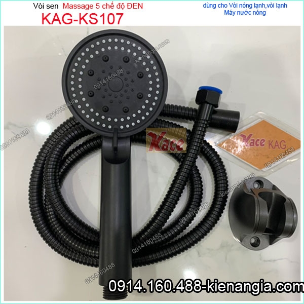 Vòi tay sen massage 5 chế độ nước nhựa Nano ĐEN KAG-KS107